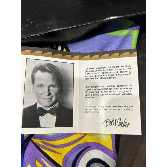 Bob Mackie Wearable Art Silk Butterfly Scarf Purple Multi One Size Square NWB - Picture 6 of 10